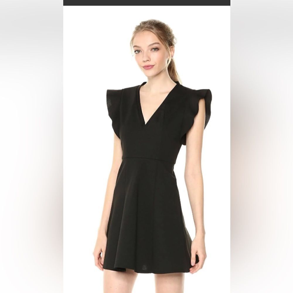 BCBGeneration black flutter sleeve v neck dress size S
